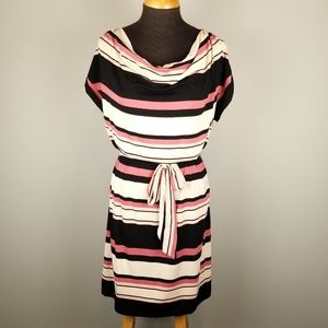 NWT Striped cowl neck shift dress with tie by Loft